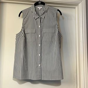 J. Jill Large Sleeveless Striped Button-down Shirt